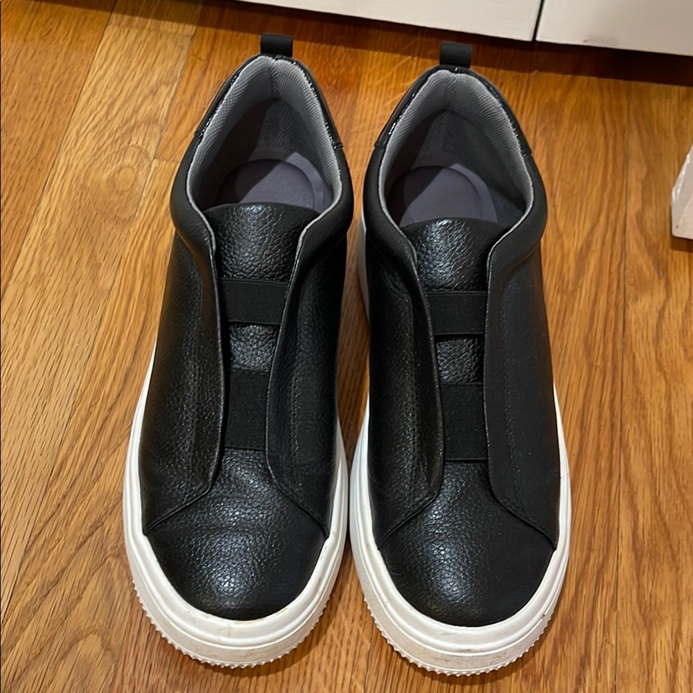 Paolo Black and White Slip-On Sneakers with Elastic Panels